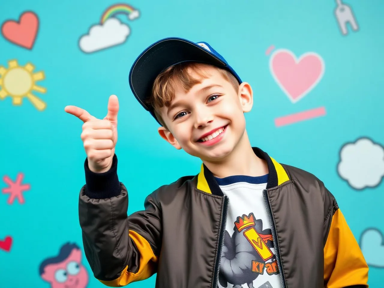 Comfortable boys streetwear clothing thumbs up